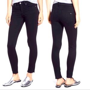Rag & Bone Ankle Skinny Jeans Black Raw Hem Size 26
